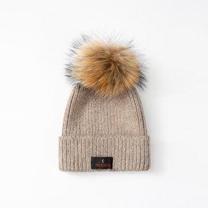 Noblag Beanie Hat For Men & Women Khaki Fluffy Knitted With Fur